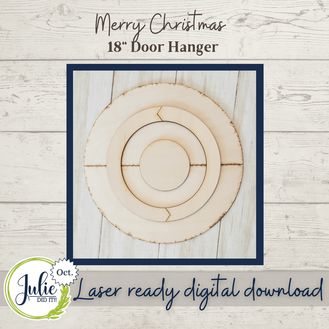 Julie Did It Studios 18" Merry Christmas Herringbone Round Sign - October 2021 SVG Subscription