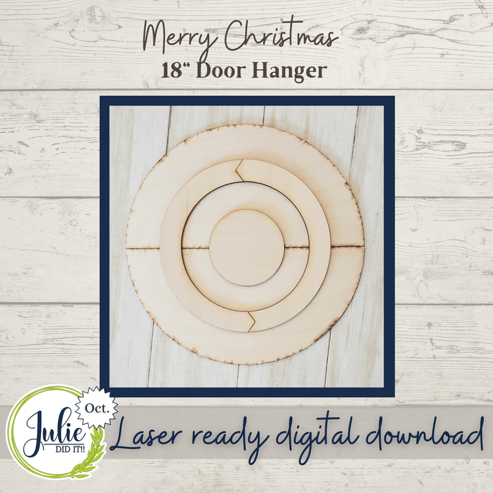 Julie Did It Studios 18" Merry Christmas Herringbone Round Sign - October 2021 SVG Subscription