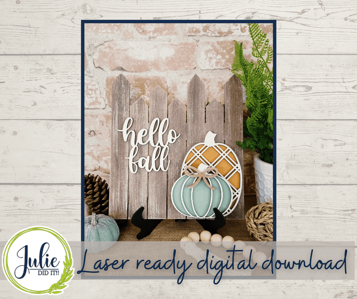 Julie Did It Studios August 2021 - Hello Fall Fence Sign Exclusive DIY Kit