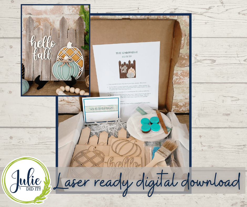 Julie Did It Studios August 2021 - Hello Fall Fence Sign Exclusive DIY Kit
