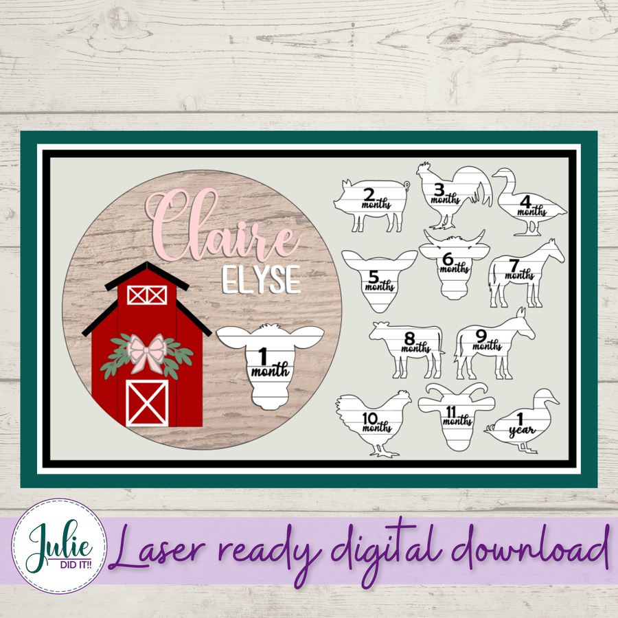 Julie Did It Studios Baby Milestones - Shiplap Farm Animals