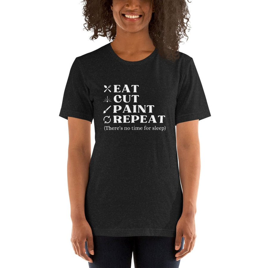 Julie Did It Studios Black Heather / XS Eat, Cut, Paint, Repeat Unisex T-shirt