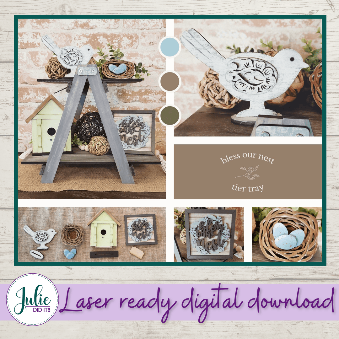 Julie Did It Studios Bless Our Nest Tiered Tray - April 2021 SVG Subscription