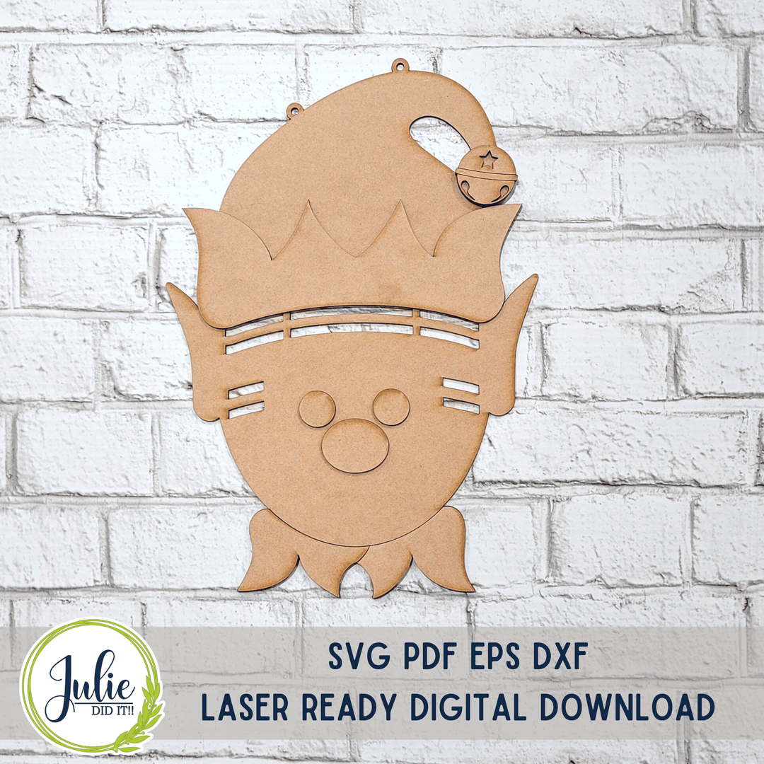 Julie Did It Studios Boy Elf Rag Tie Door Hanger