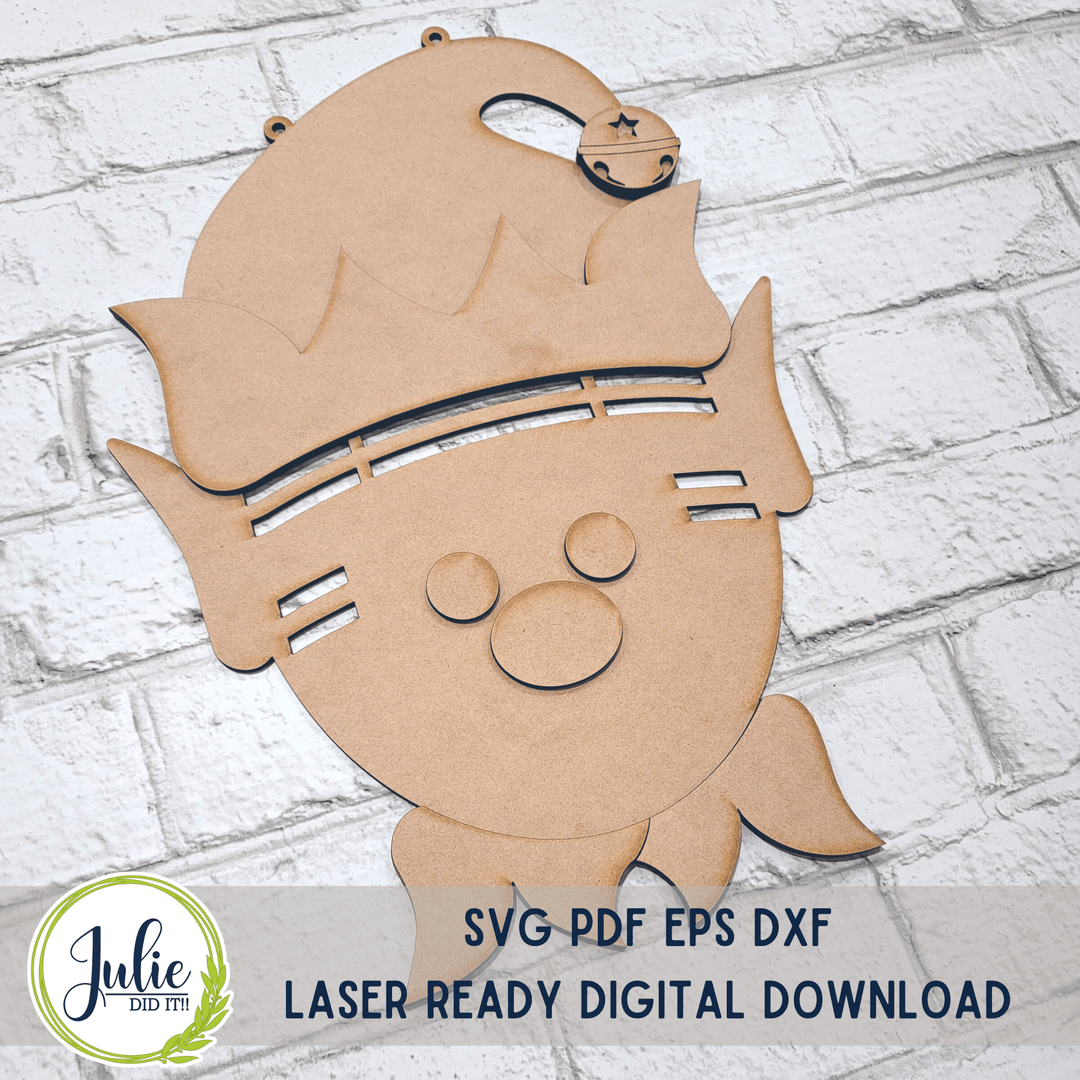 Julie Did It Studios Boy Elf Rag Tie Door Hanger
