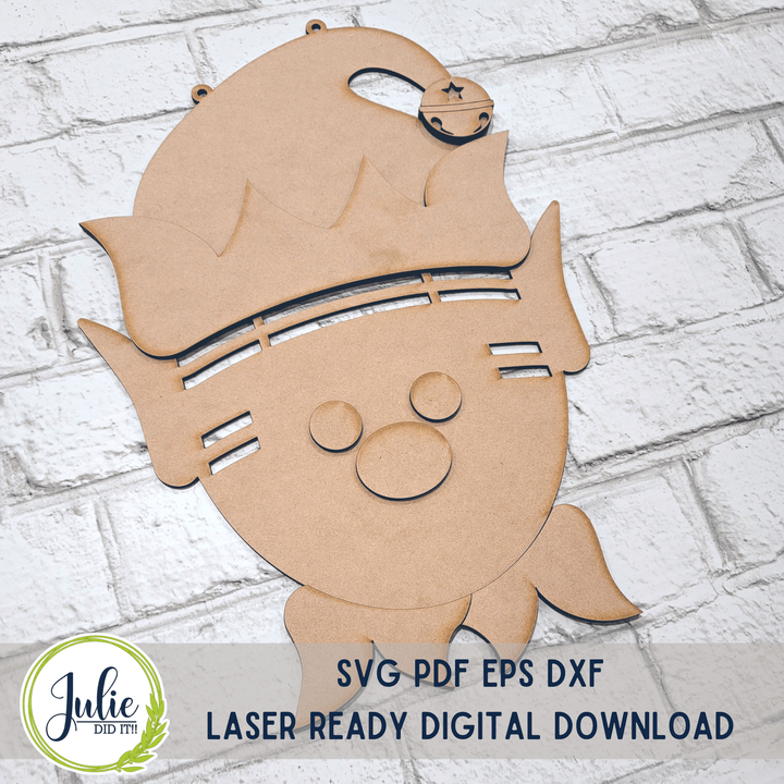 Julie Did It Studios Boy Elf Rag Tie Door Hanger