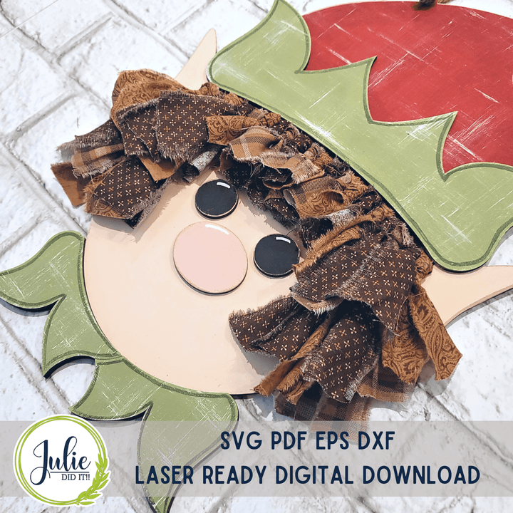 Julie Did It Studios Boy Elf Rag Tie Door Hanger