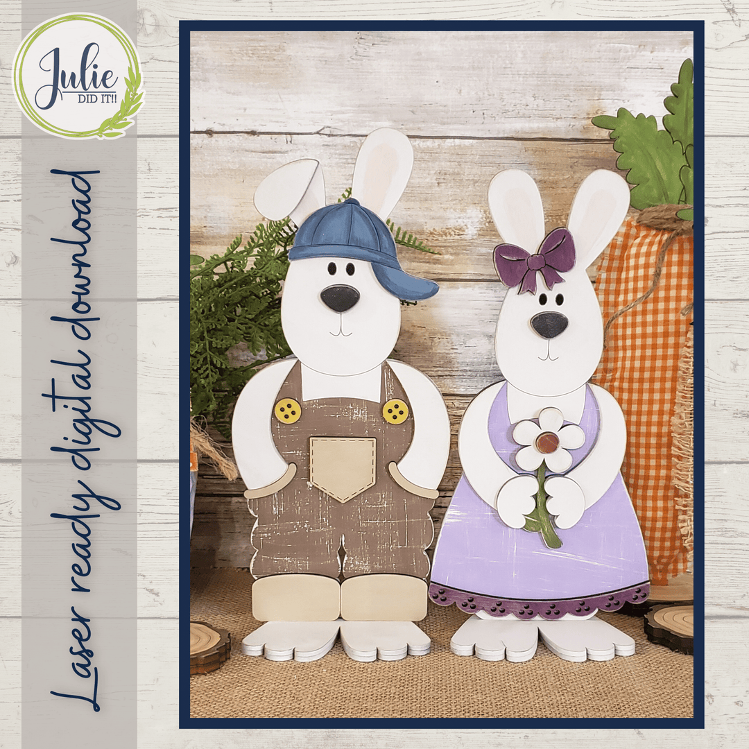 Julie Did It Studios Brother and Sister Bunny Shelf Sitter
