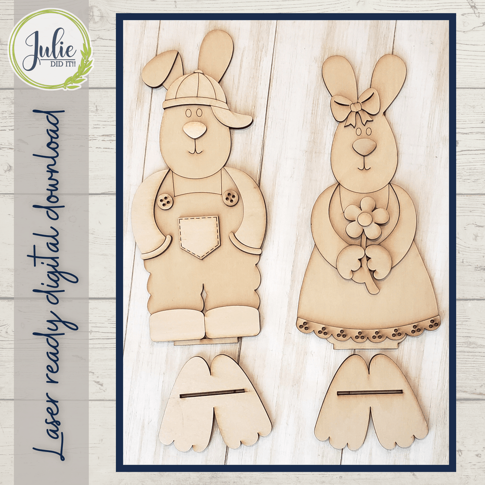 Julie Did It Studios Brother and Sister Bunny Shelf Sitter