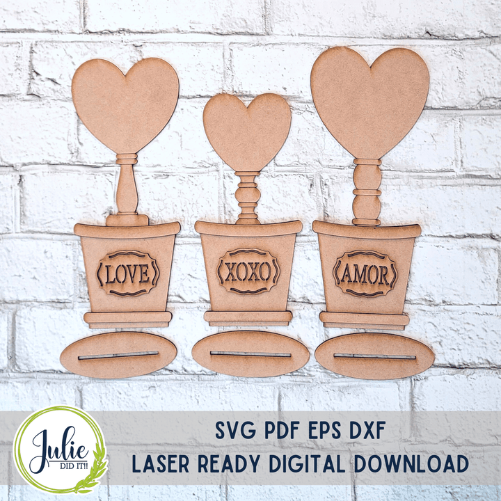 Julie Did It Studios Bucket Heart Trio Shelf Sitters - December 2022 Design Studio
