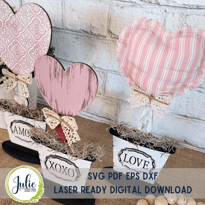 Julie Did It Studios Bucket Heart Trio Shelf Sitters - December 2022 Design Studio