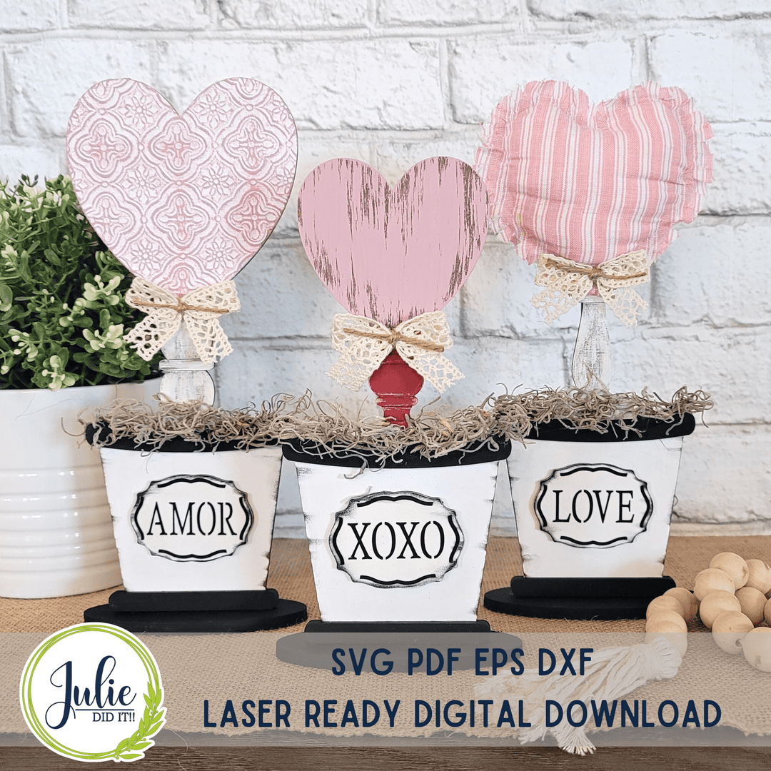 Julie Did It Studios Bucket Heart Trio Shelf Sitters - December 2022 Design Studio