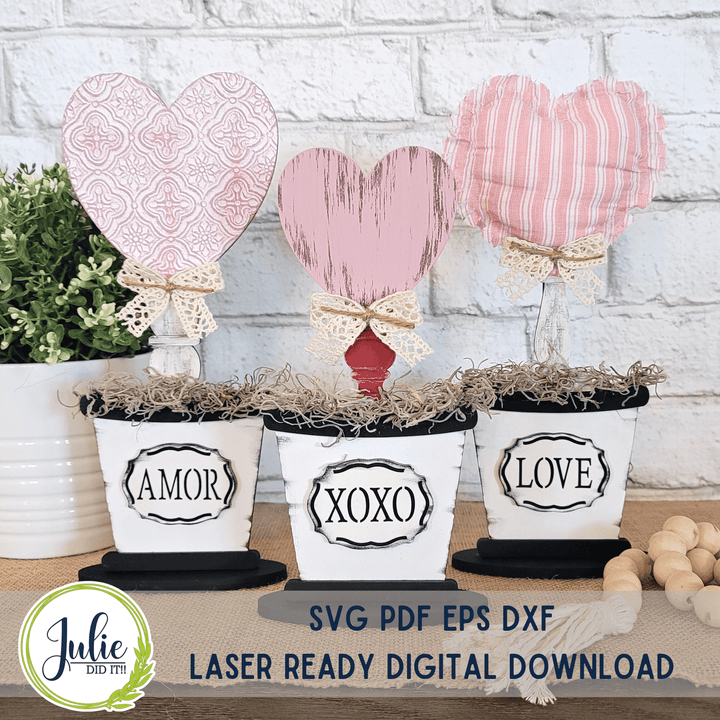 Julie Did It Studios Bucket Heart Trio Shelf Sitters - December 2022 Design Studio