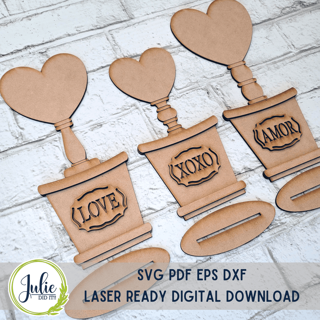 Julie Did It Studios Bucket Heart Trio Shelf Sitters - December 2022 Design Studio