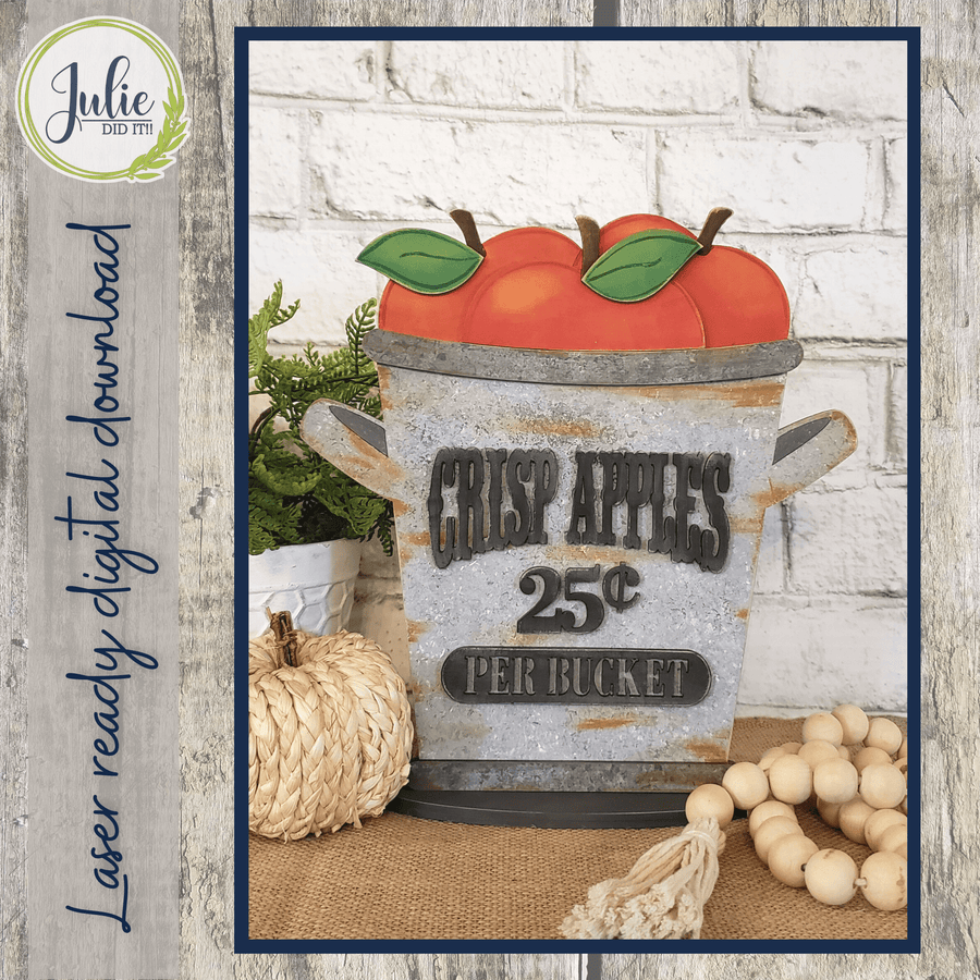 Julie Did It Studios Bucket of Apples Shelf Sitter - July 2022 Design Subscription