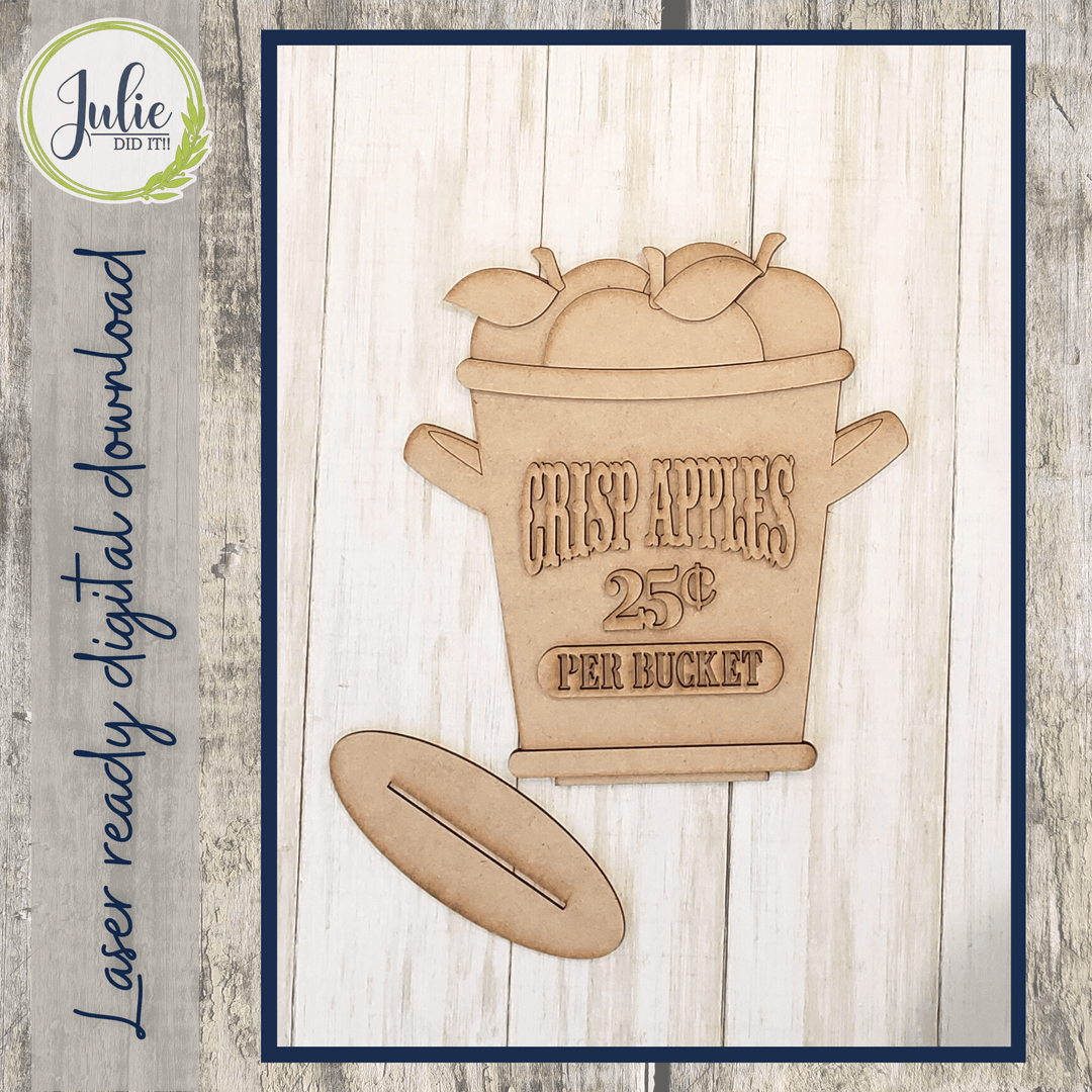 Julie Did It Studios Bucket of Apples Shelf Sitter - July 2022 Design Subscription