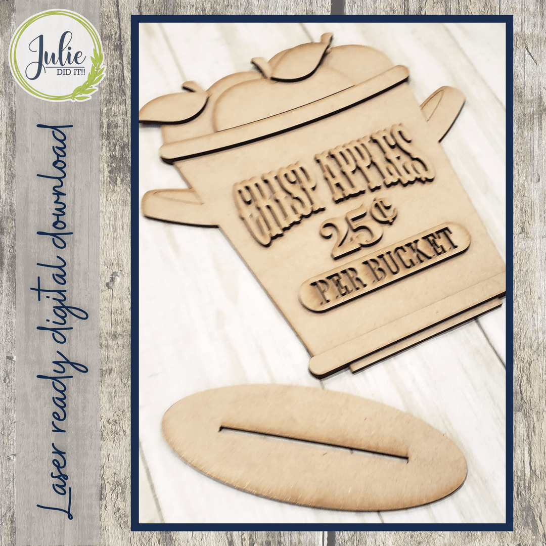 Julie Did It Studios Bucket of Apples Shelf Sitter - July 2022 Design Subscription