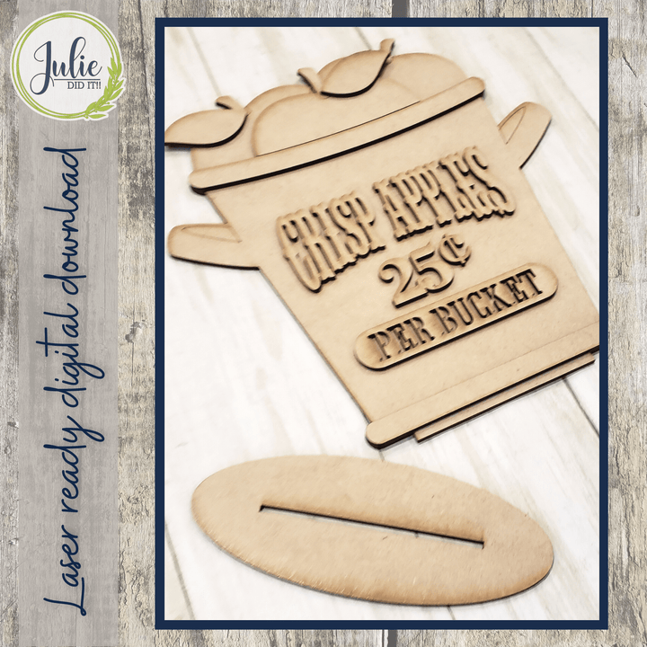Julie Did It Studios Bucket of Apples Shelf Sitter - July 2022 Design Subscription