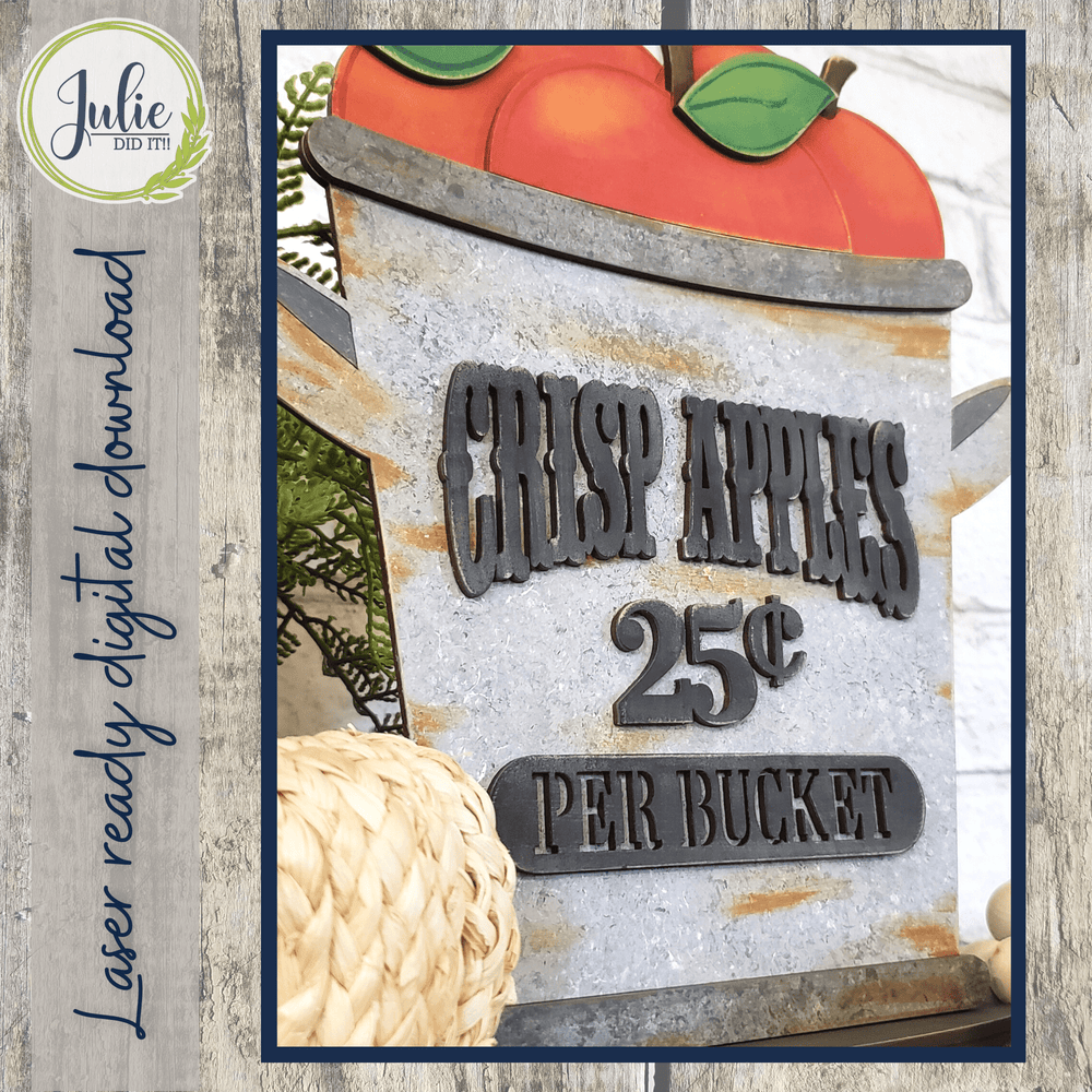 Julie Did It Studios Bucket of Apples Shelf Sitter - July 2022 Design Subscription