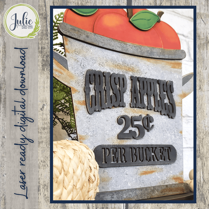 Julie Did It Studios Bucket of Apples Shelf Sitter - July 2022 Design Subscription