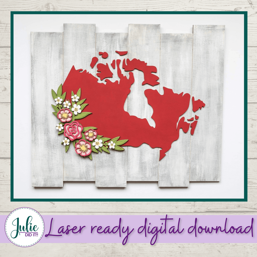 Julie Did It Studios Canada Floral Sign - EXTRA LARGE