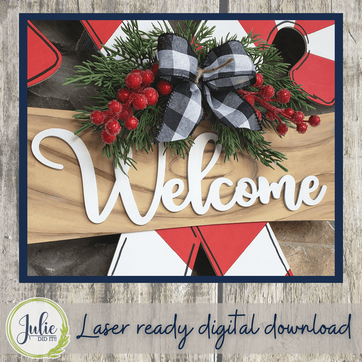 Julie Did It Studios Candy Cane Door Hanger - June 2022 Design Subscription