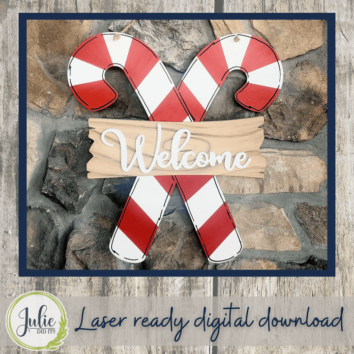 Julie Did It Studios Candy Cane Door Hanger - June 2022 Design Subscription