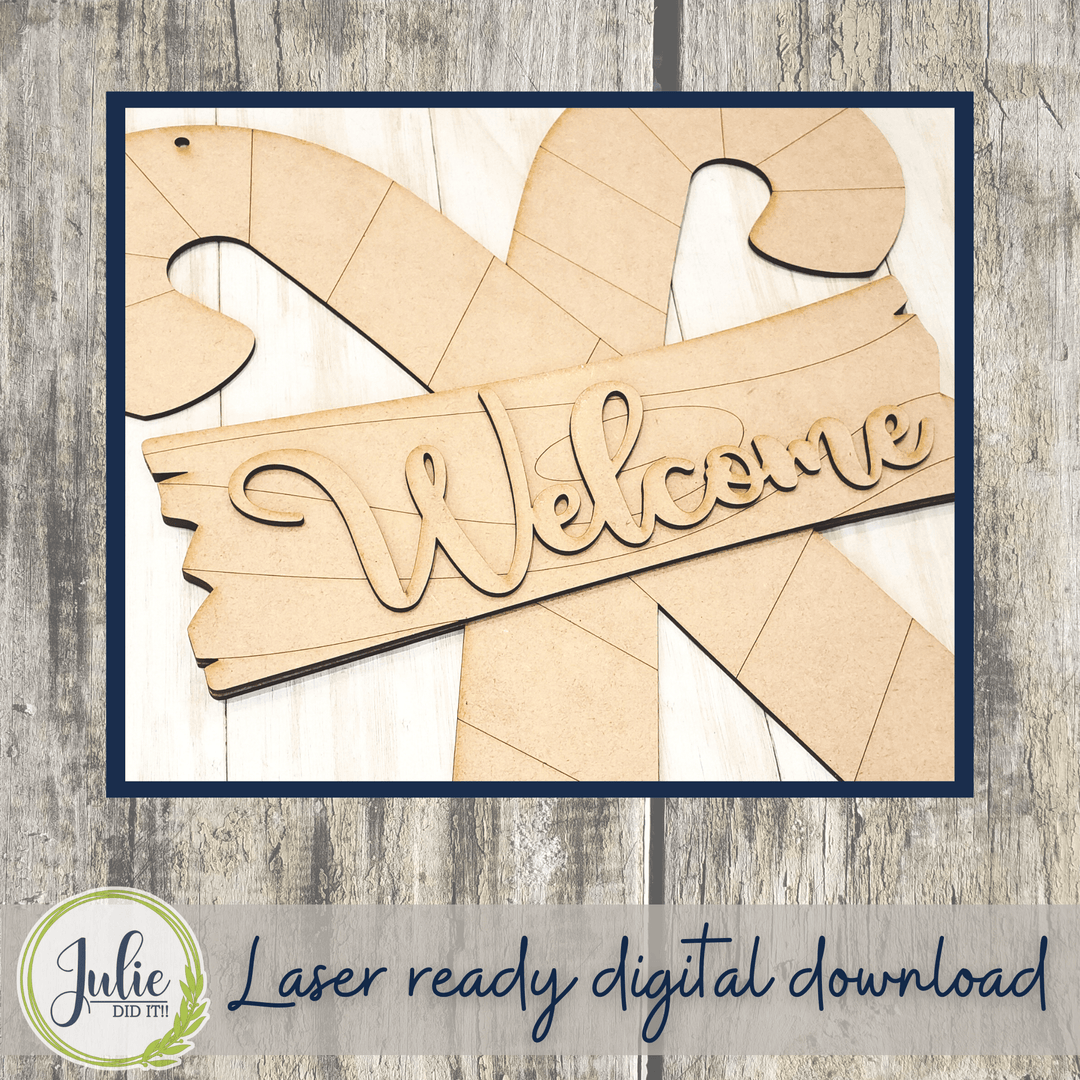 Julie Did It Studios Candy Cane Door Hanger - June 2022 Design Subscription