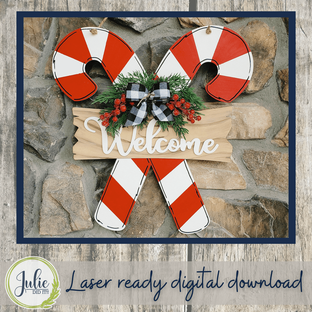 Julie Did It Studios Candy Cane Door Hanger - June 2022 Design Subscription