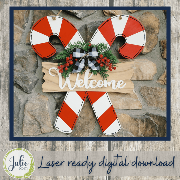 Julie Did It Studios Candy Cane Door Hanger - June 2022 Design Subscription