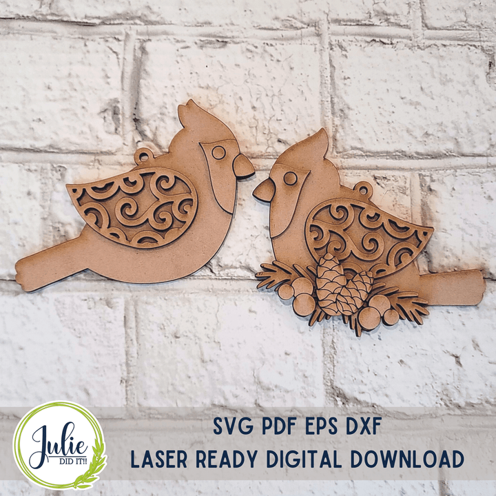 Julie Did It Studios Cardinal Pair Ornaments