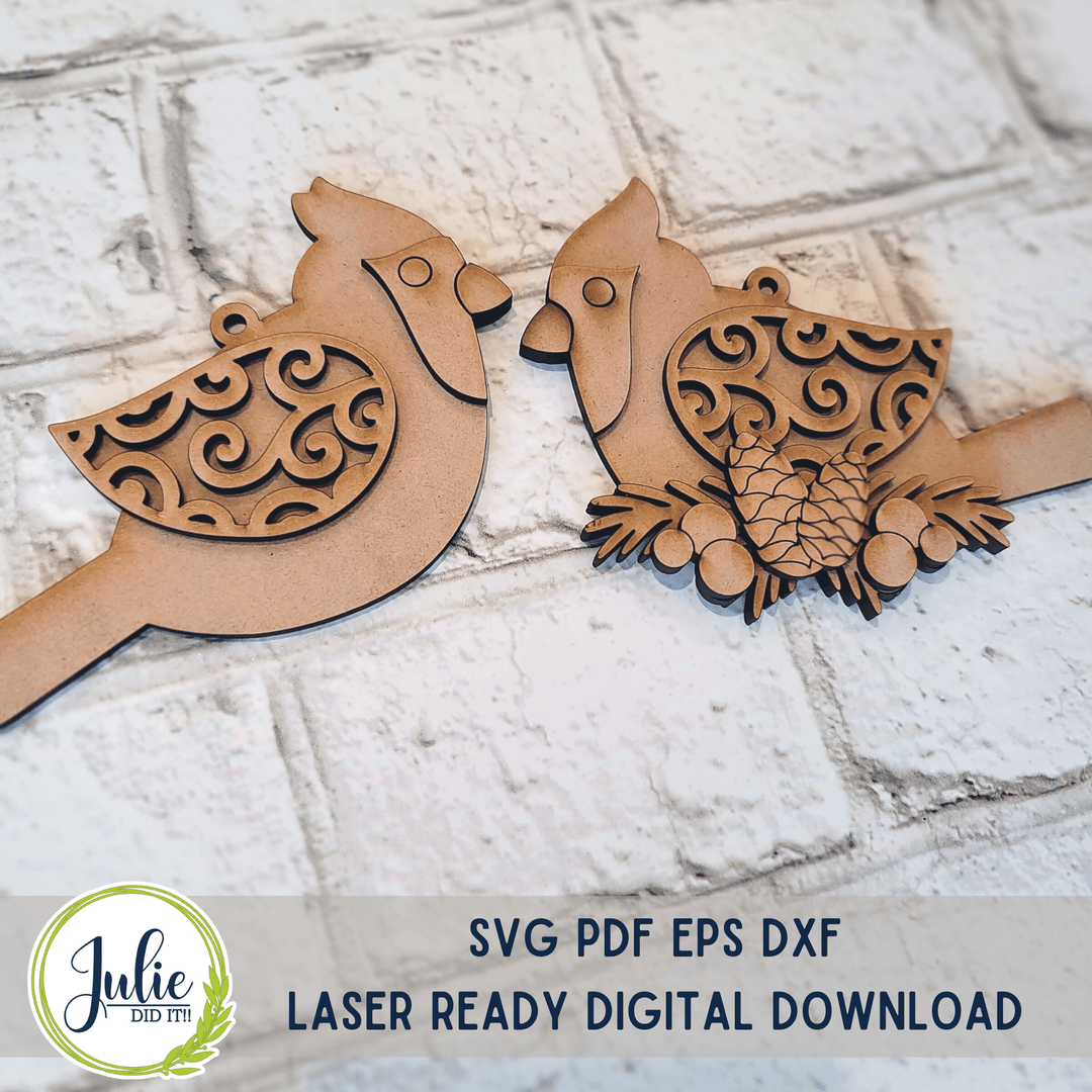 Julie Did It Studios Cardinal Pair Ornaments