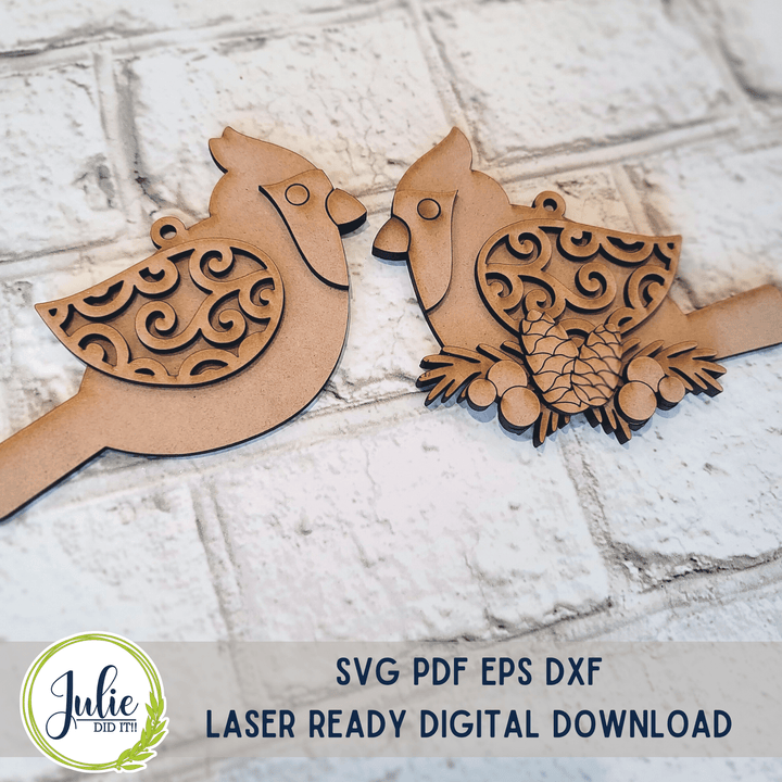 Julie Did It Studios Cardinal Pair Ornaments