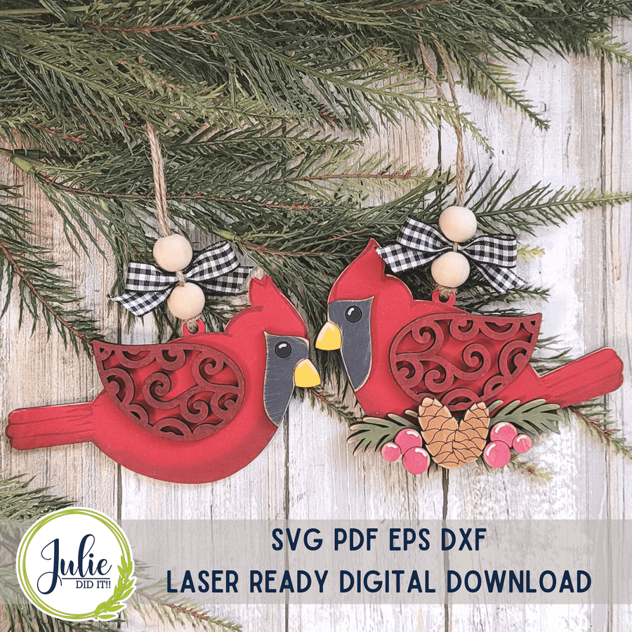 Julie Did It Studios Cardinal Pair Ornaments