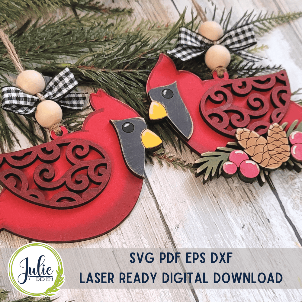 Julie Did It Studios Cardinal Pair Ornaments