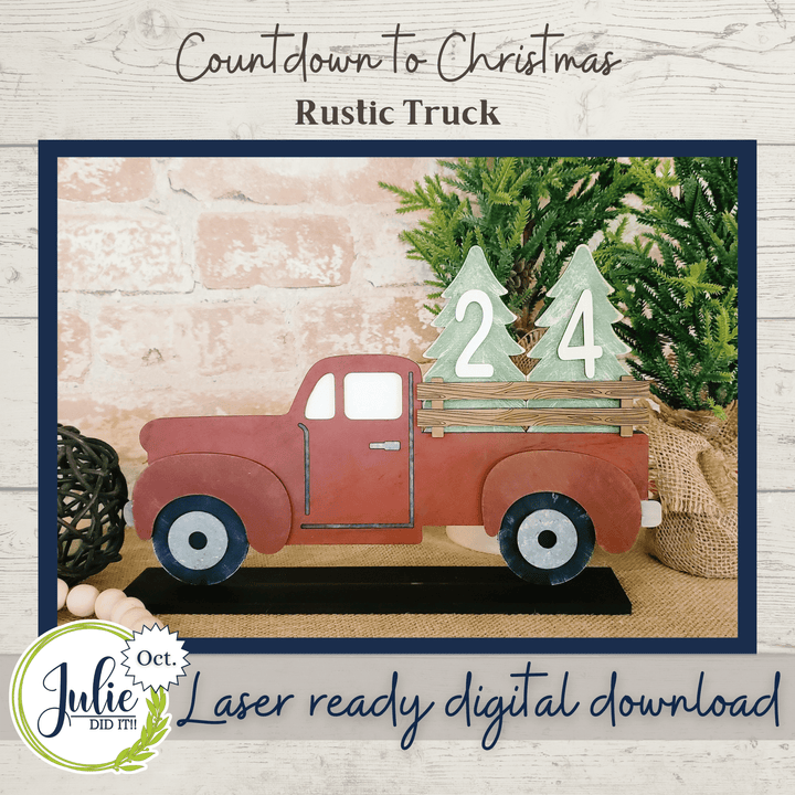 Julie Did It Studios Christmas Countdown Truck Shelf Sitter - October 2021 SVG Subscription