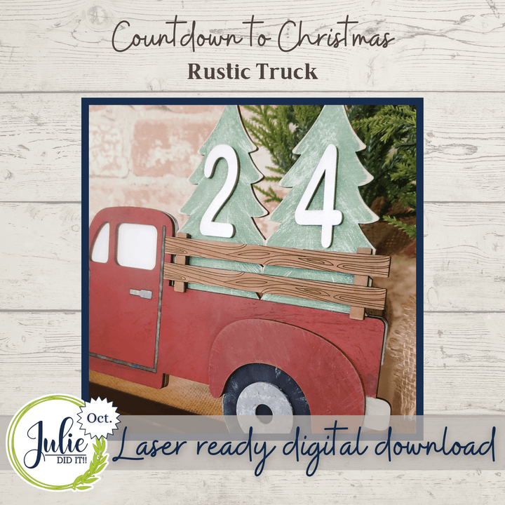 Julie Did It Studios Christmas Countdown Truck Shelf Sitter - October 2021 SVG Subscription