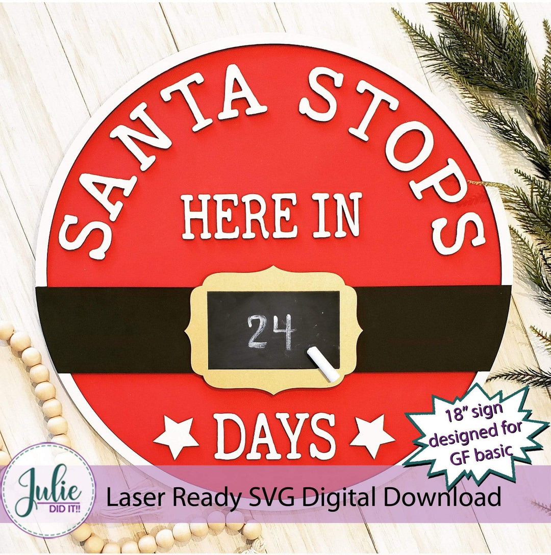 Julie Did It Studios Christmas Signs 18" Countdown to Santa Sign