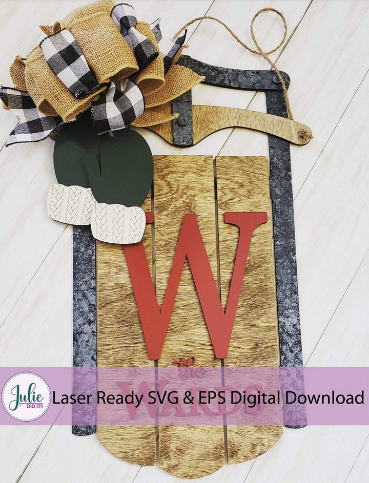 Julie Did It Studios Christmas Sled Mittens Tag Christmas Sled Embellishment