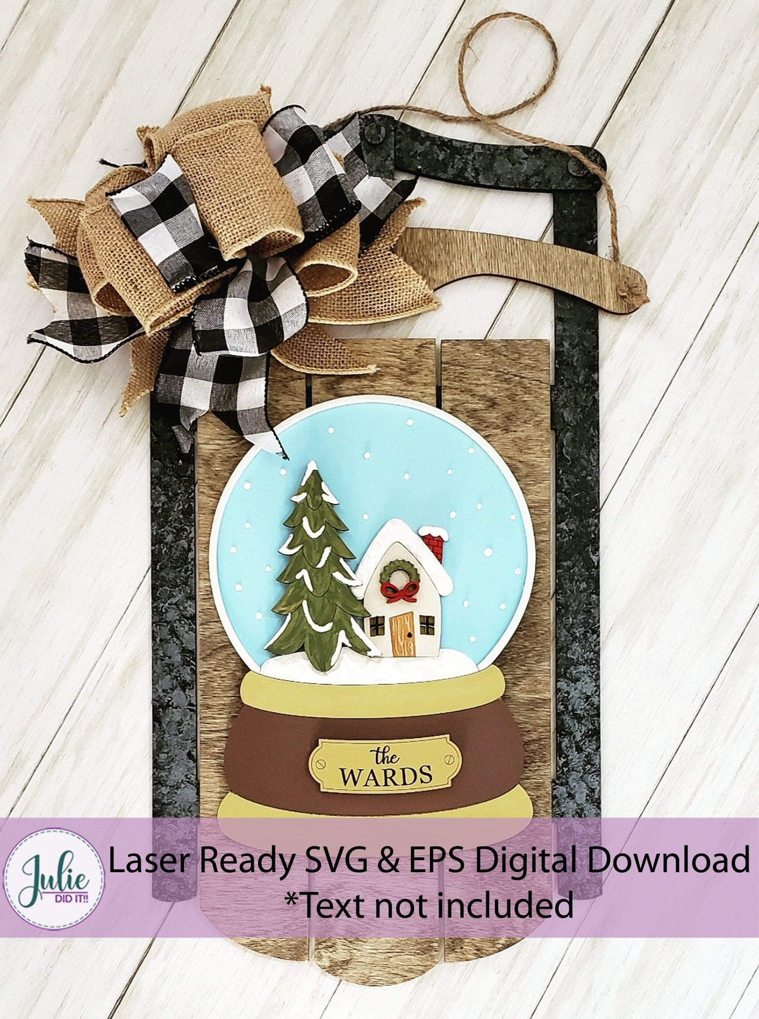 Julie Did It Studios Christmas Sled Snow Globe Christmas Sled Embellishment
