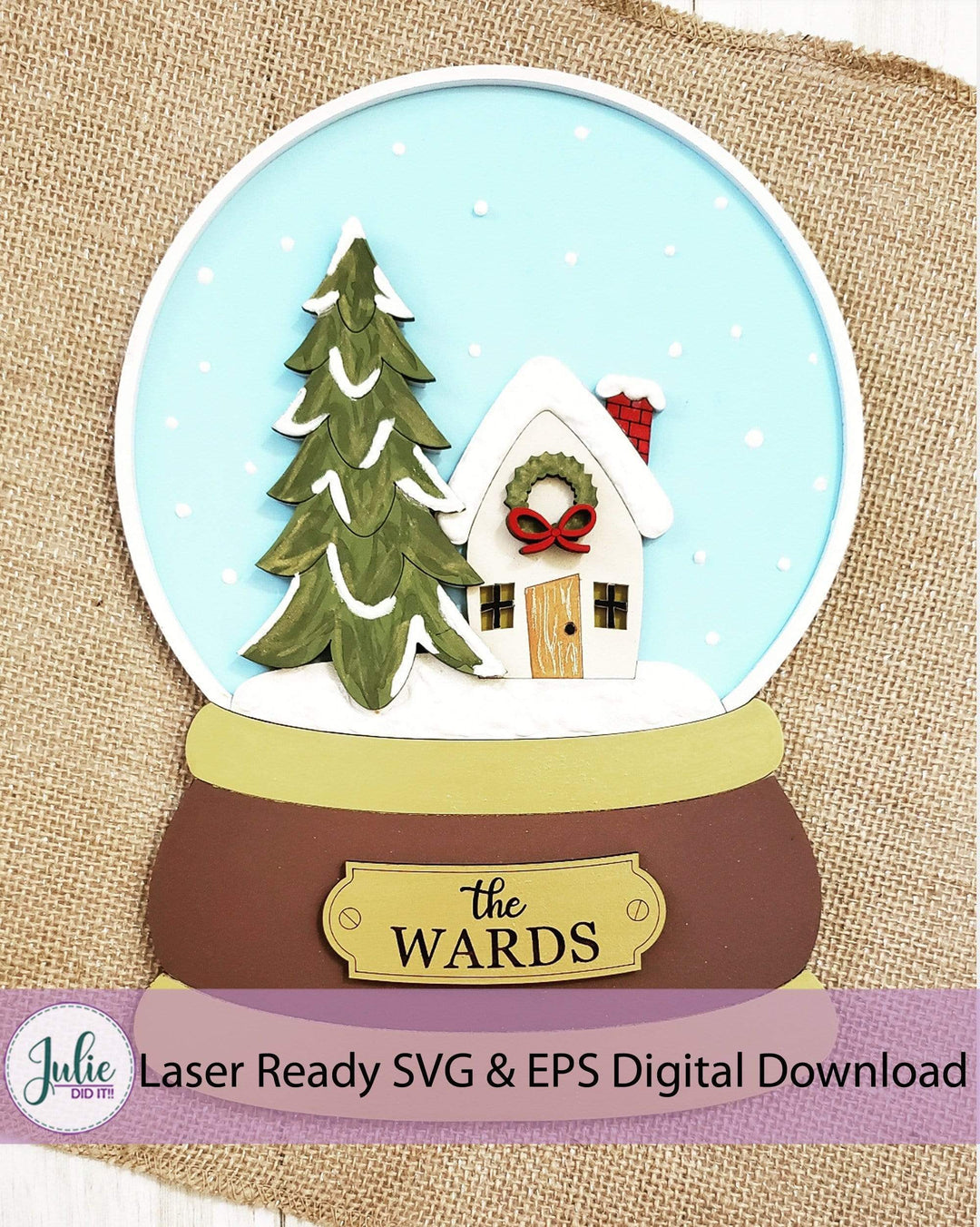 Julie Did It Studios Christmas Sled Snow Globe Christmas Sled Embellishment
