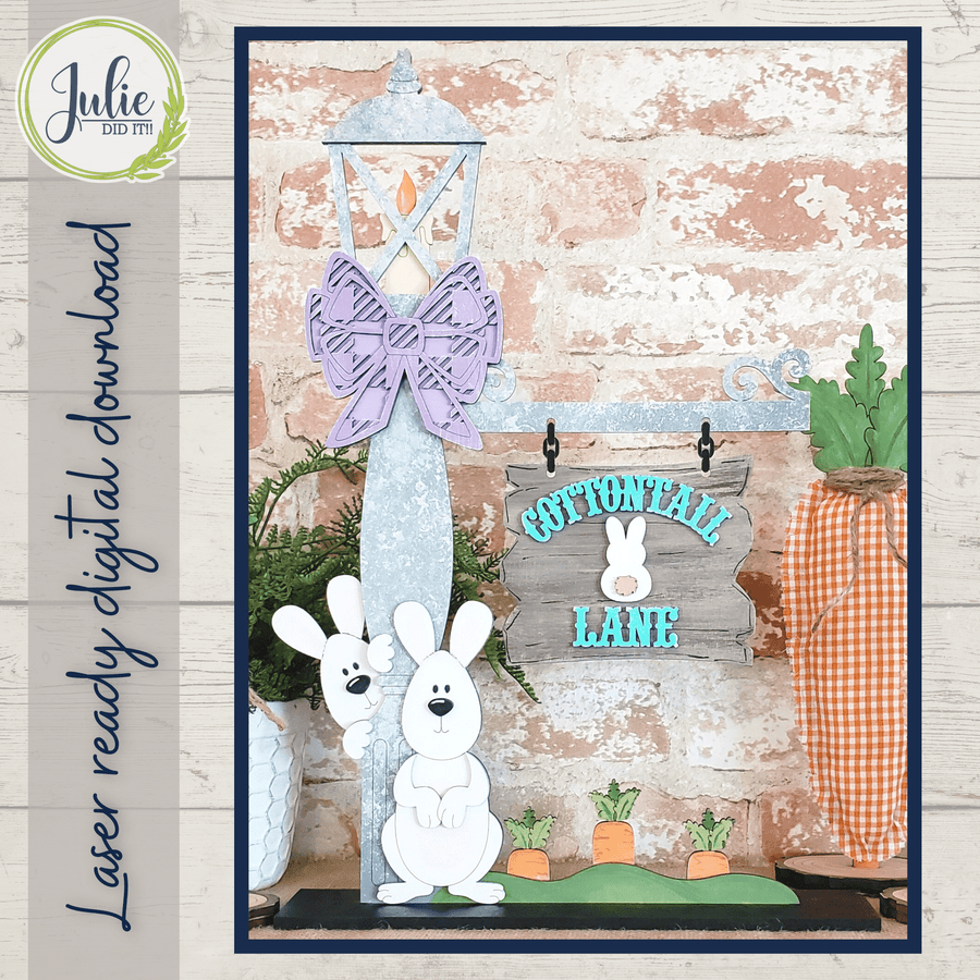 Julie Did It Studios Cottontail Lane Street Lamp Shelf Sitter