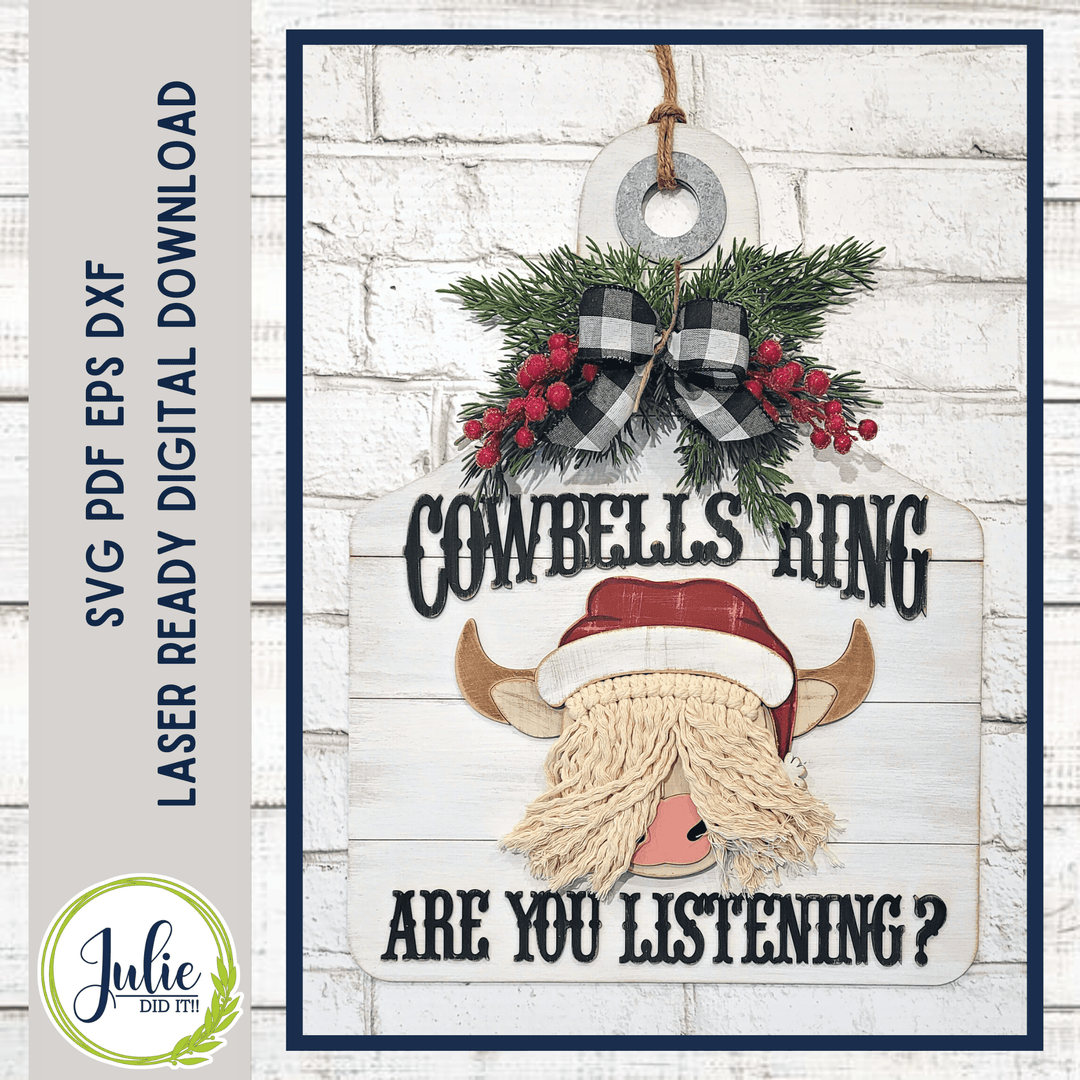 Julie Did It Studios Cowbells Ring Macrame Highland Cow Door Hanger - November 2022 Design Studio