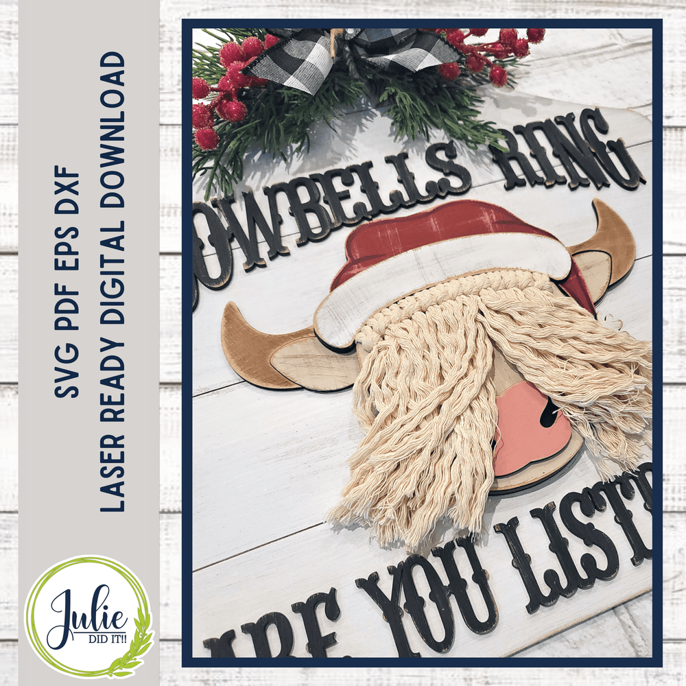 Julie Did It Studios Cowbells Ring Macrame Highland Cow Door Hanger - November 2022 Design Studio