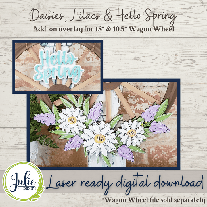 Julie Did It Studios Daisy Floral Overlay for the Interchangeable Wagon Wheel