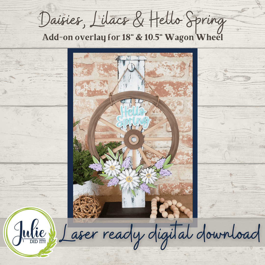 Julie Did It Studios Daisy Floral Overlay for the Interchangeable Wagon Wheel