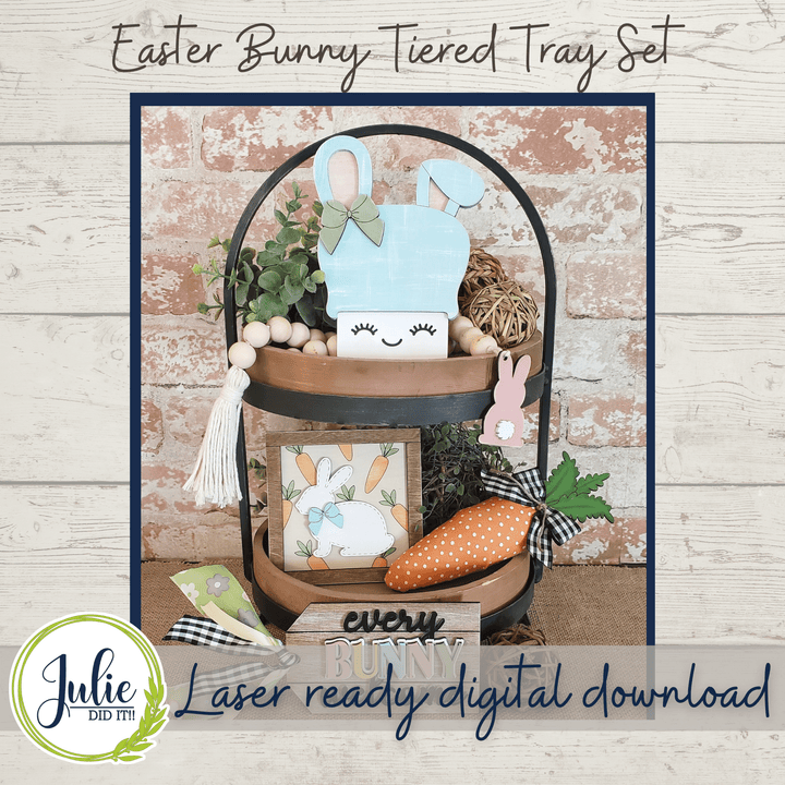 Julie Did It Studios Easter Bunny Tiered Tray Set - February 2022 Design Subscription Membership