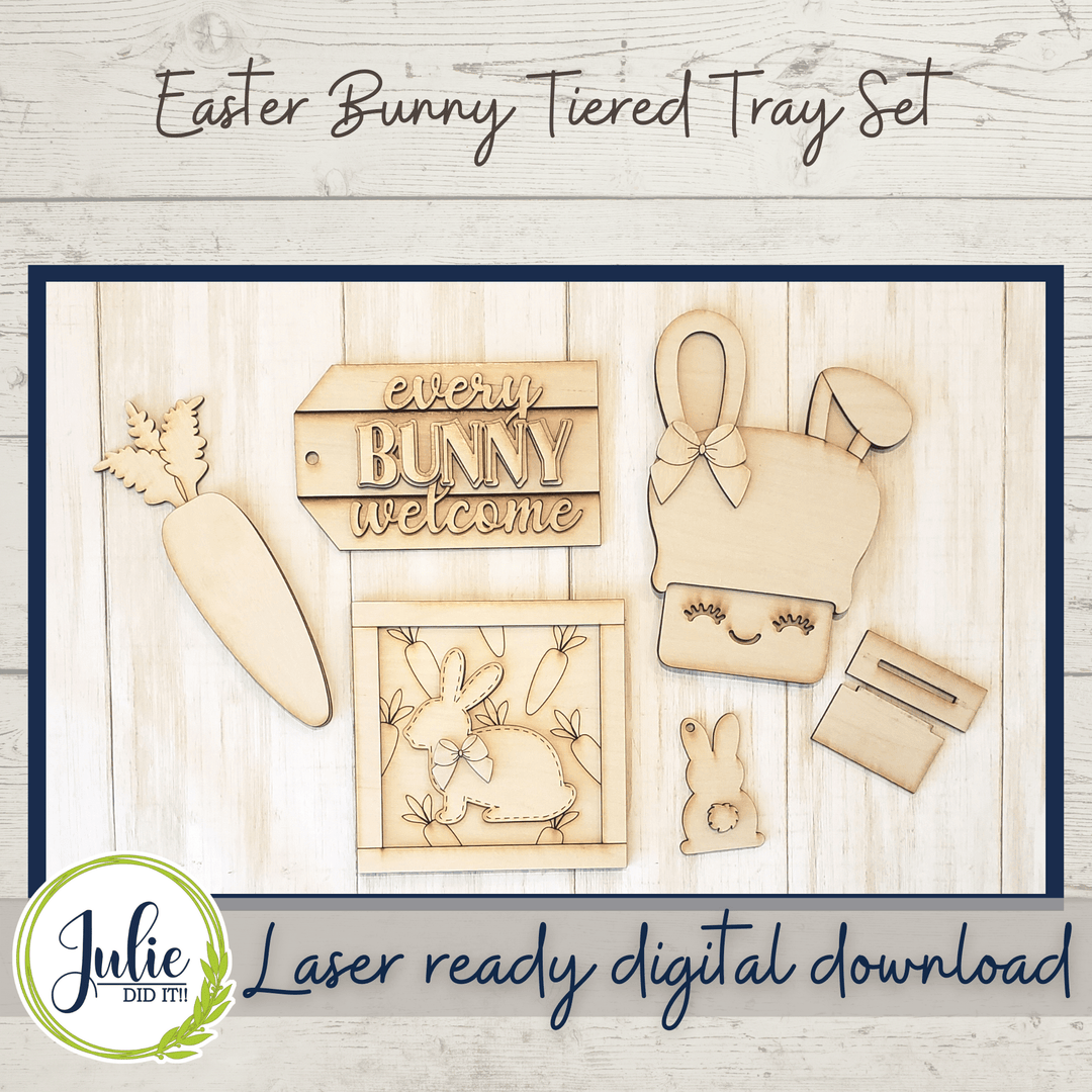 Julie Did It Studios Easter Bunny Tiered Tray Set - February 2022 Design Subscription Membership