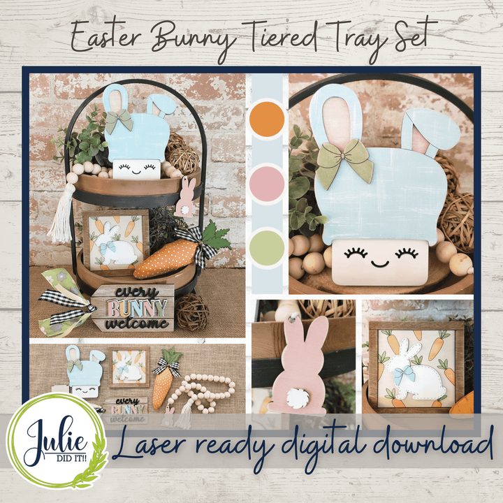 Julie Did It Studios Easter Bunny Tiered Tray Set - February 2022 Design Subscription Membership