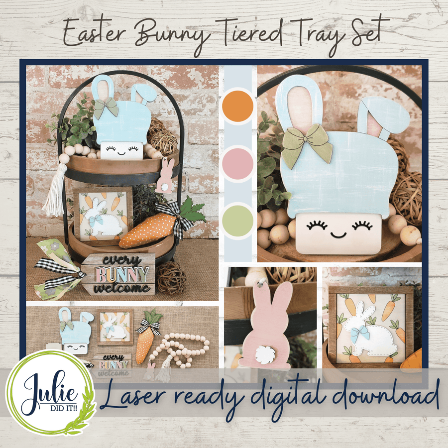 Julie Did It Studios Easter Bunny Tiered Tray Set - February 2022 Design Subscription Membership